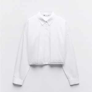 Zara rhinestone cropped shirt